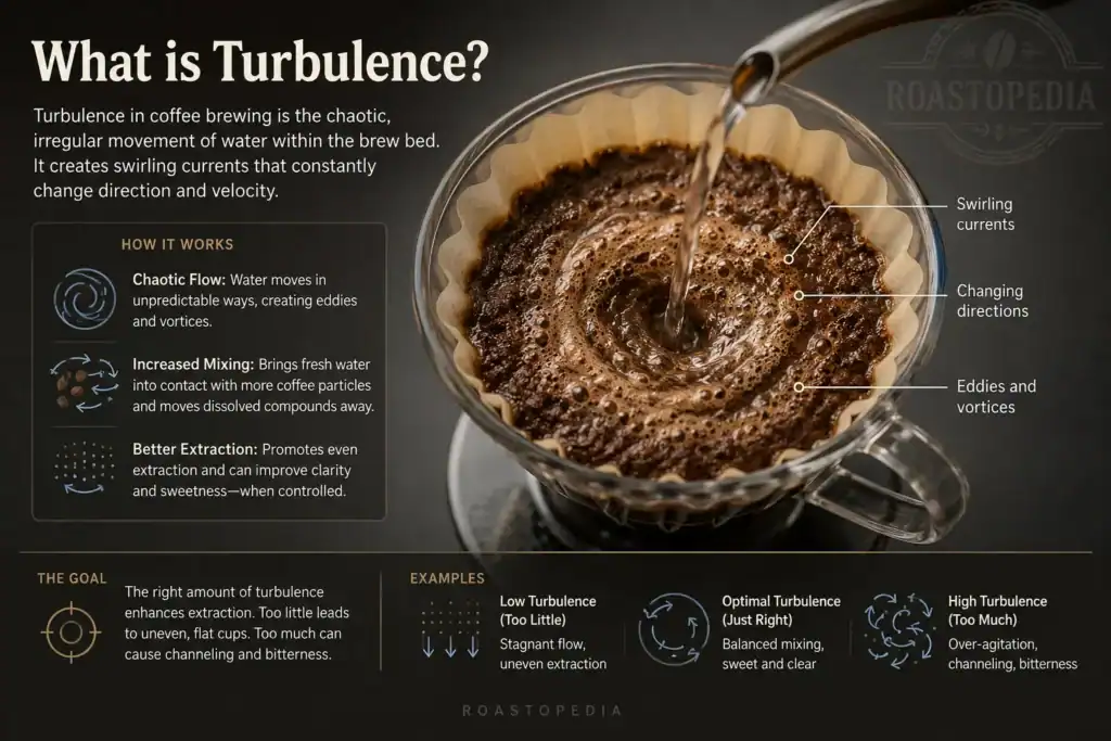 What is turbulence in coffee brewing