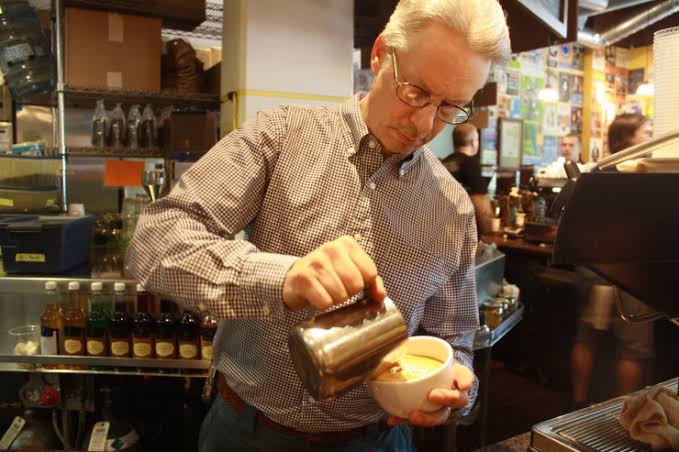 David Schomer, the co-founder of Espresso Vivace performing a latte art